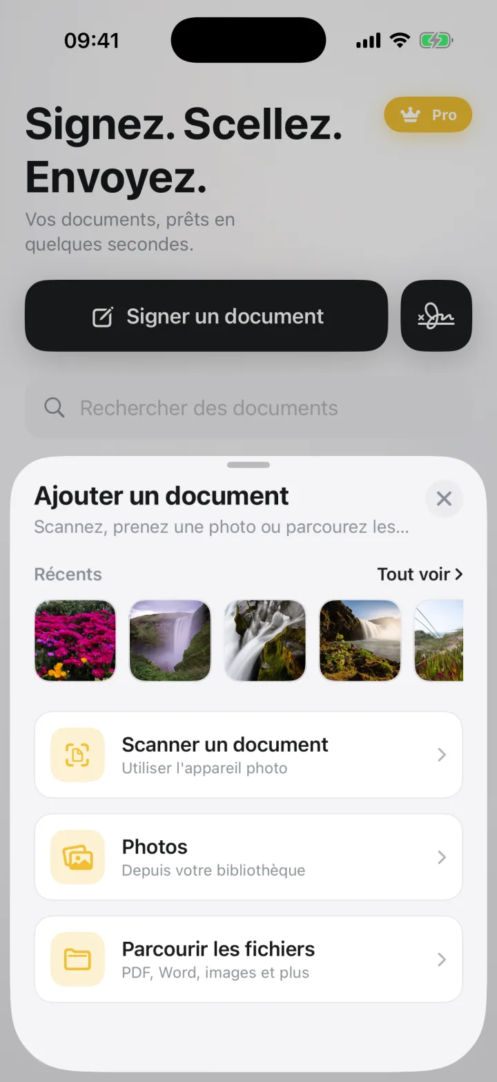 Ajouter un document : scanner, photos, fichiers